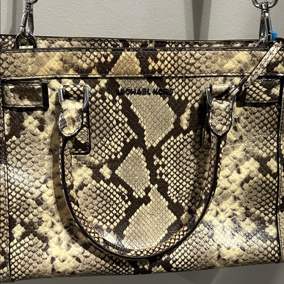 Michael Kors Snake Print Satchel - Black and Cream - Picture 1 of 7
